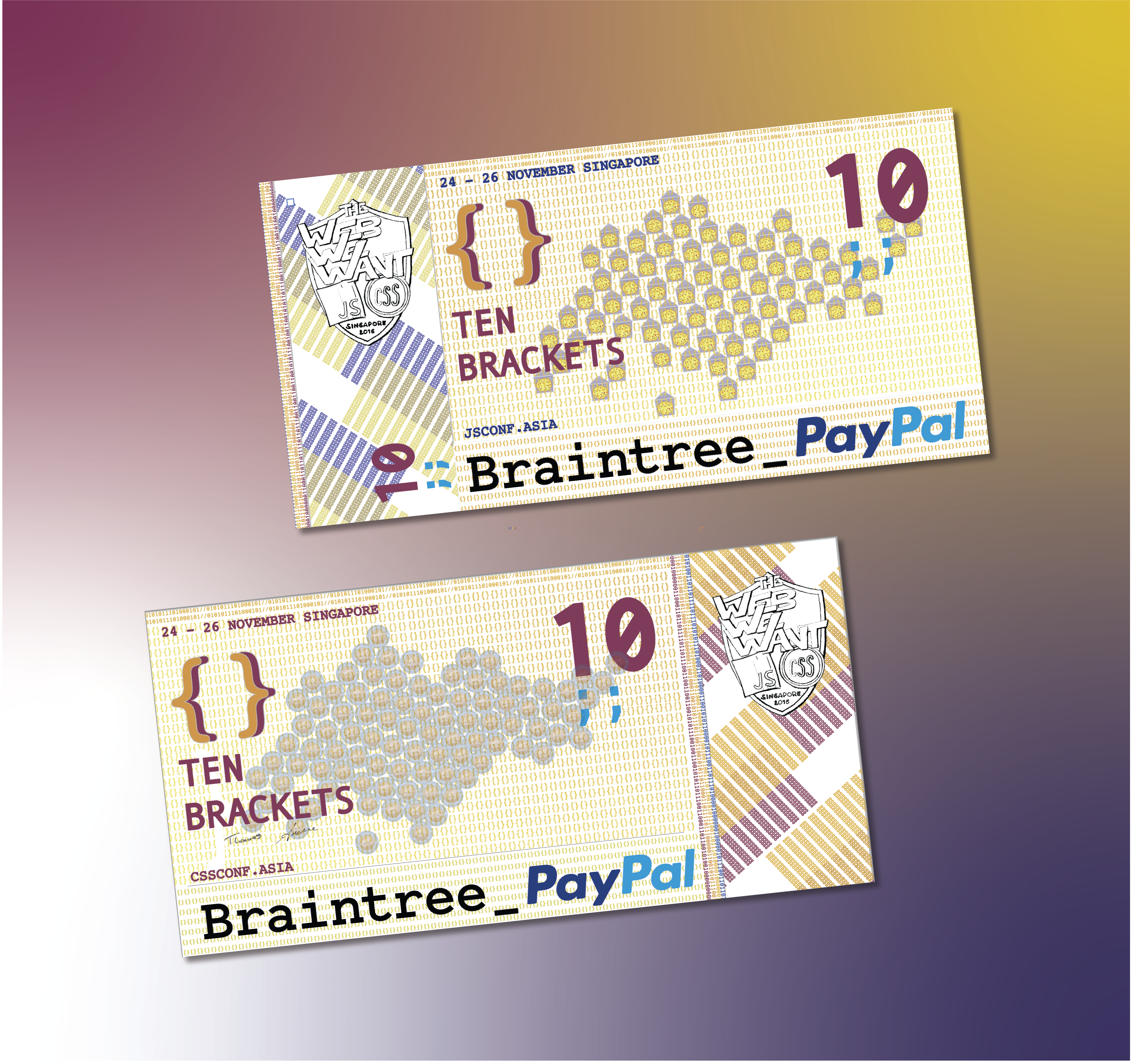 JSConf Asia — Ten Brackets currency bill design